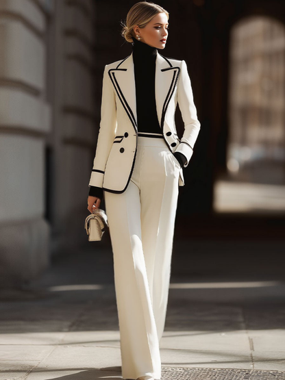 Miravyn - Lightweight Double-Breasted Suit Set - White
