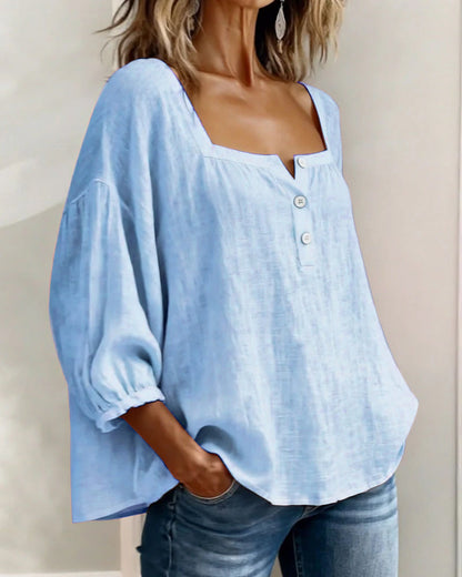 Zoya - Breezy Linen Blouse - Blue