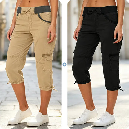 Astrelia - Utility Cargo Capri Pants - White