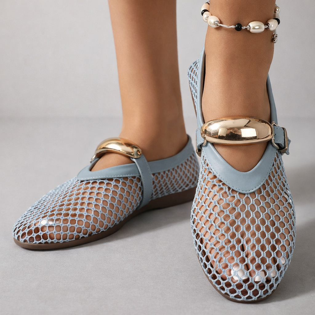Auberine - Cushioned Mary Jane Ballerinas - Pink