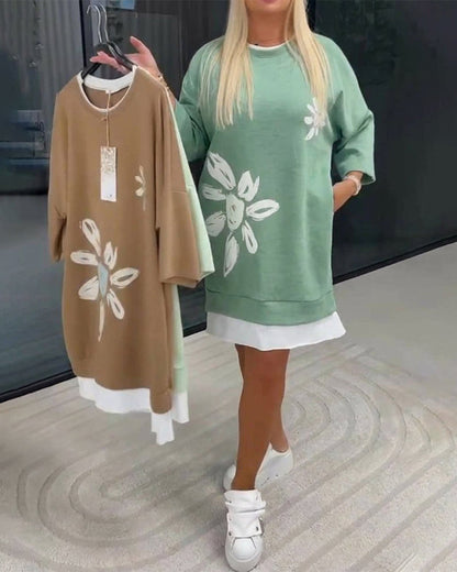 Helia - Soft-Touch Sweatshirt Dress - Green
