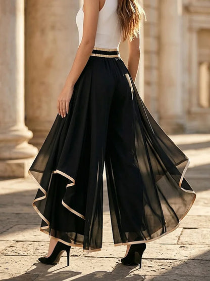 Querida - Draped Palazzo Trousers - Black