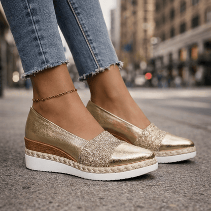 Kirsty - Sparkling Wedge Sneakers - Gold