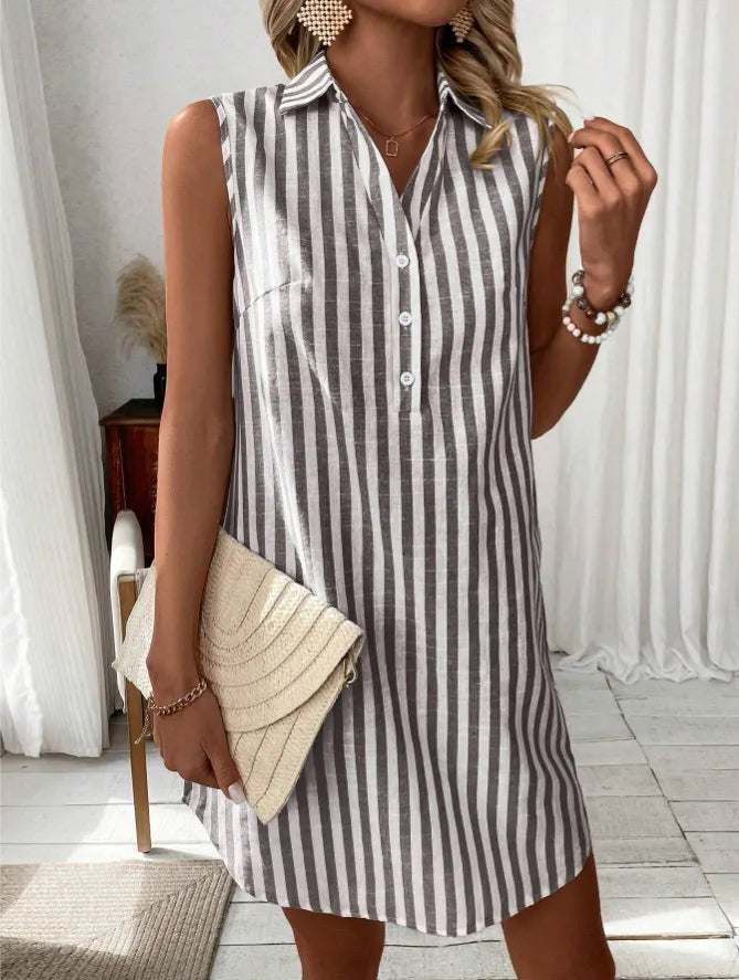 Anora - Soft-Touch Striped Shirt Dress - Pink