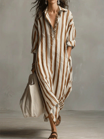 Xanthe - Breezy Linen Maxi Dress - Blue