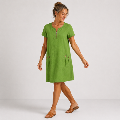 Lucienne - Lightweight Linen Dress - White