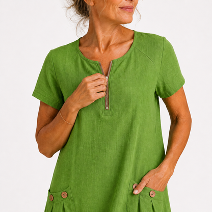 Lucienne - Lightweight Linen Dress - White
