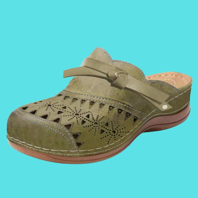 Aerina - Cushioned Flat Mules - Green