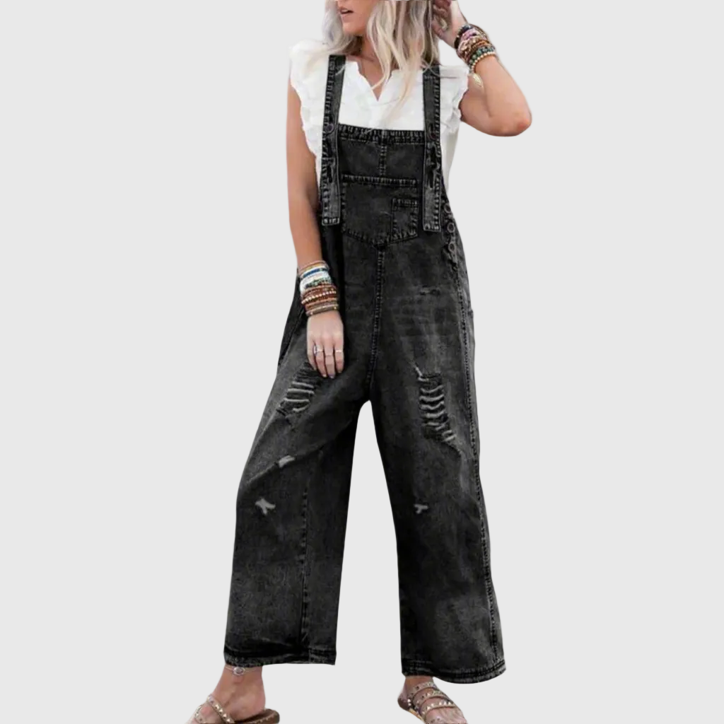 Yuna - Vintage-Wash Jumpsuit - Light Blue