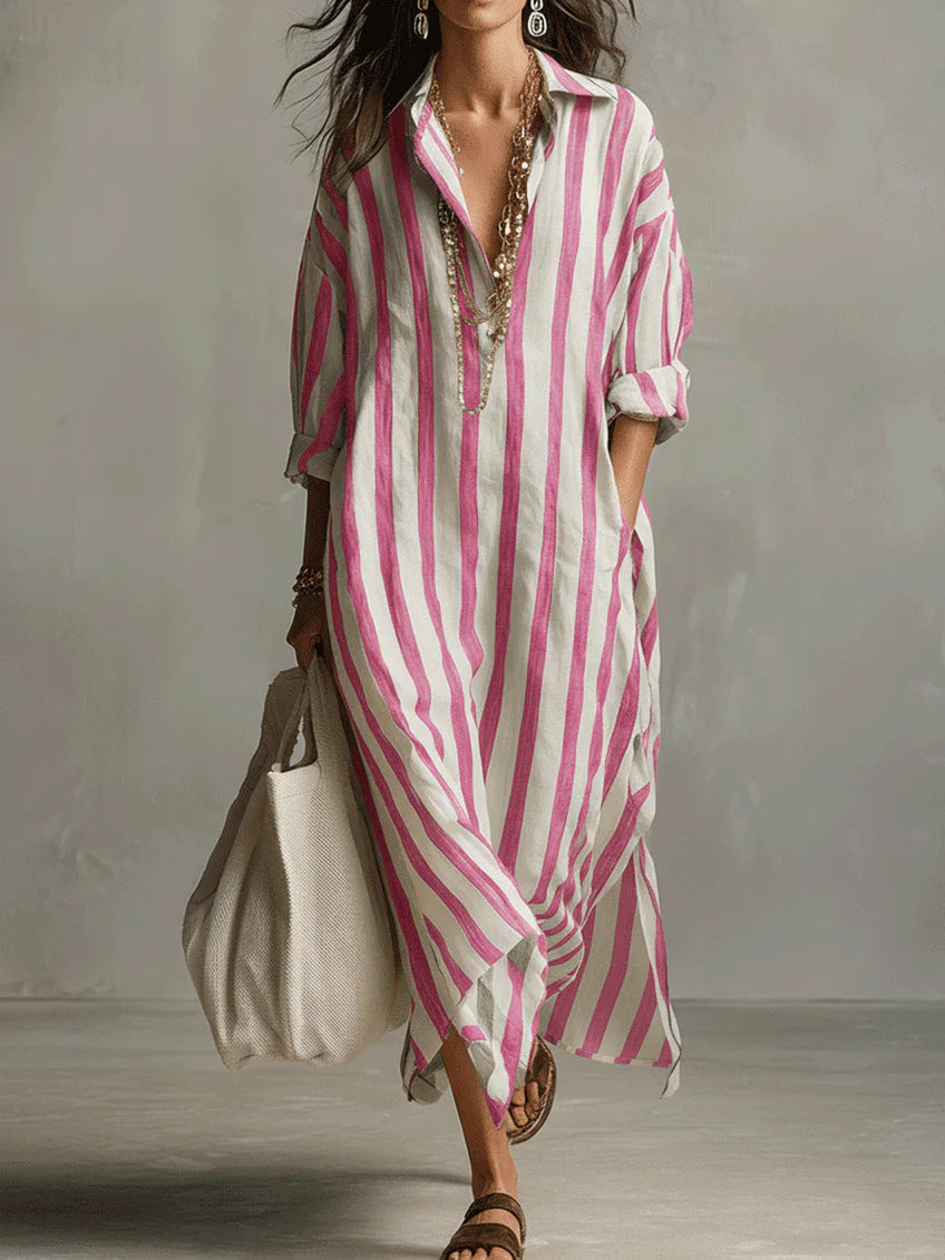 Velinna - Breezy Linen Maxi Dress - Blue