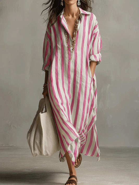 Velinna - Breezy Linen Maxi Dress - Blue