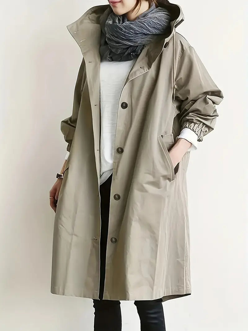 Lyonesse - Water-Resistant Oversized Trench Coat - Light Grey