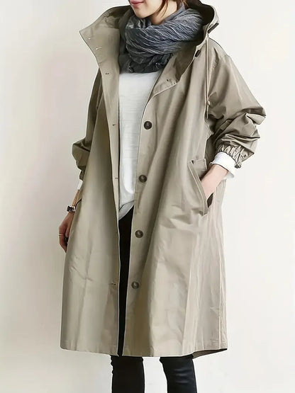 Lyonesse - Water-Resistant Oversized Trench Coat - Light Grey