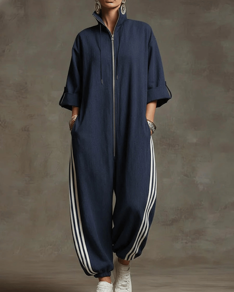 Lurelle - Zip Front Jumpsuit - Dark Blue
