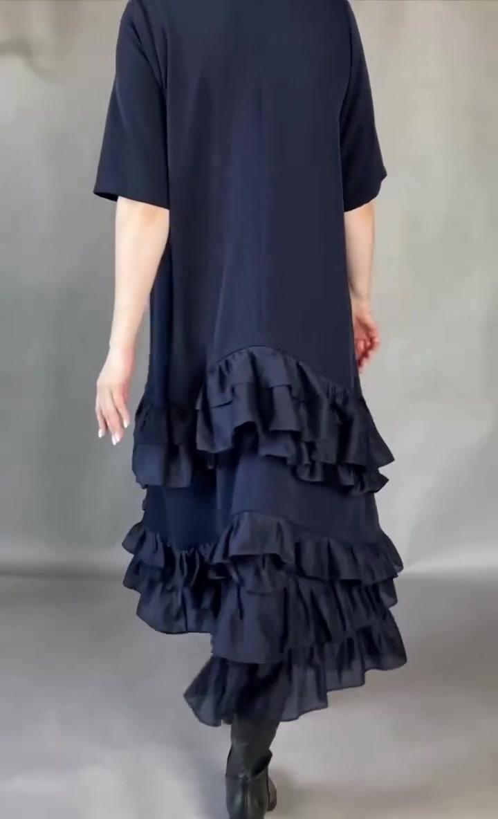 Elena - Soft-Touch Tiered Maxi Dress - Black