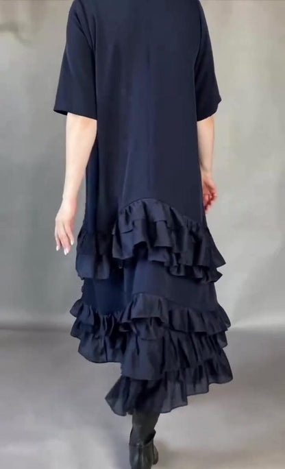 Elena - Soft-Touch Tiered Maxi Dress - Black