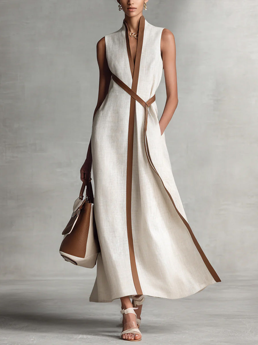 Rysella - Refined Linen-Blend Wrap Maxi Dress - White