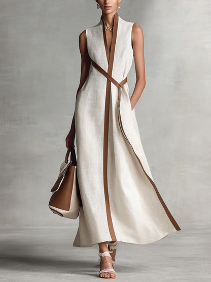 Rysella - Refined Linen-Blend Wrap Maxi Dress - White