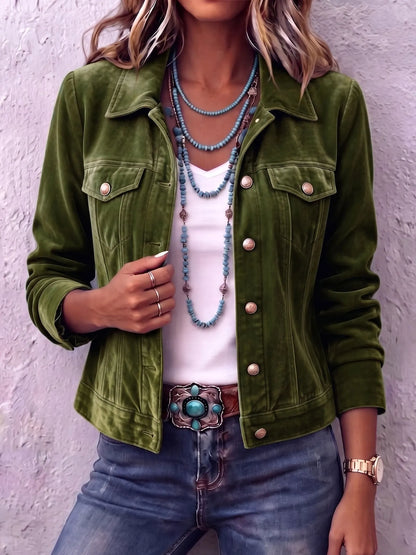 Amandria - Vintage Wash Button Jacket - Blue