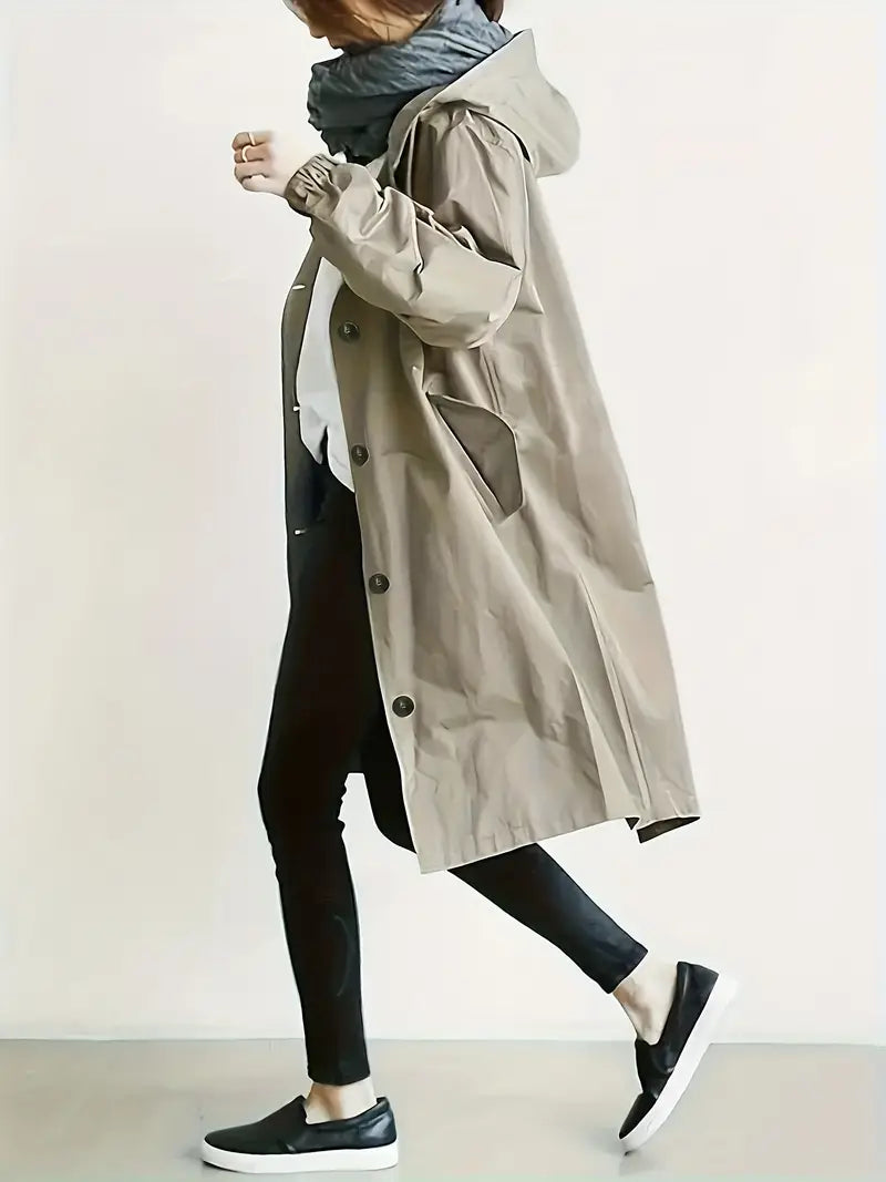 Lyonesse - Water-Resistant Oversized Trench Coat - Light Grey