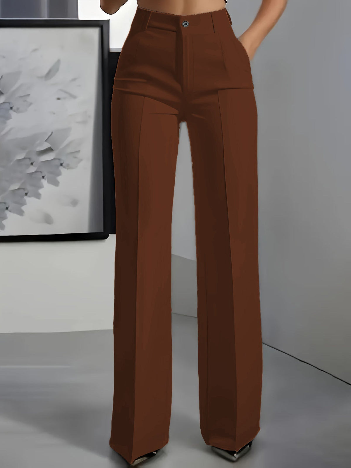 Orelisse - High Waisted Wide Leg Trousers - Dark blue