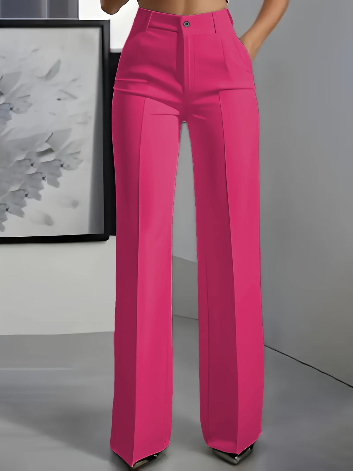 Orelisse - High Waisted Wide Leg Trousers - Dark blue