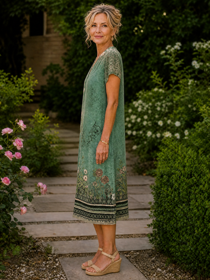 Genevieve - Fluid Midi Shirt Dress - Green