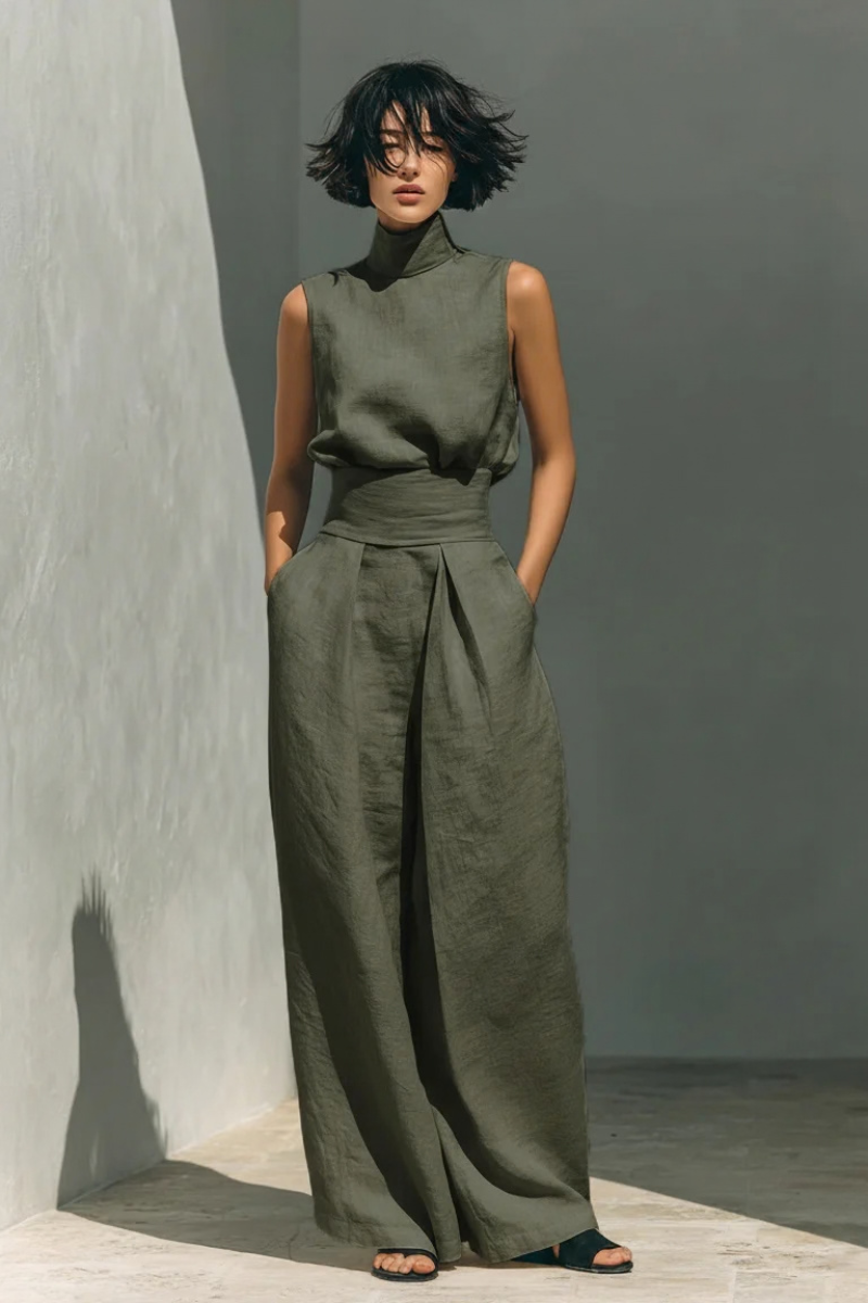 Nerina- Sleeveless Wide-Leg Jumpsuit - Blue