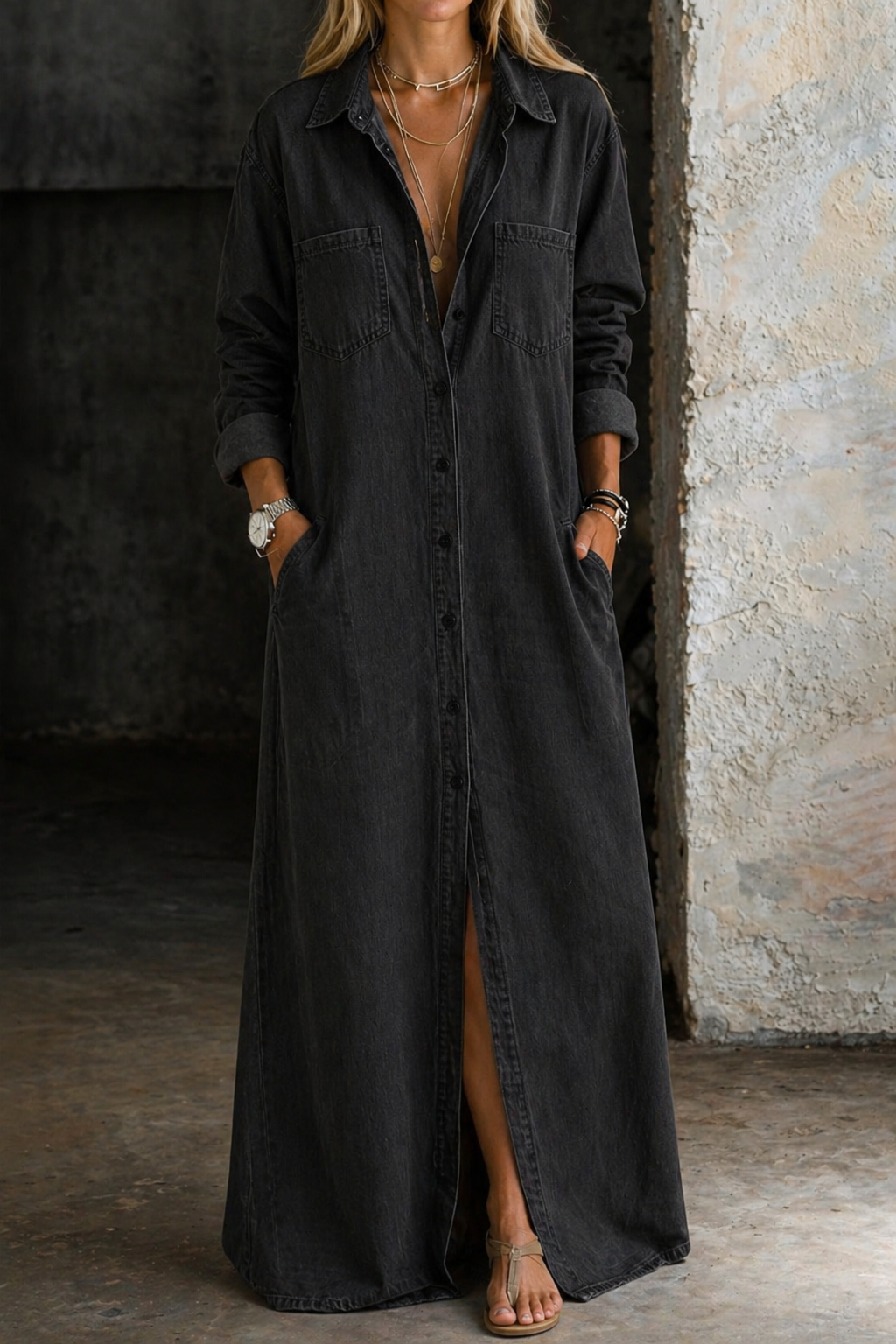 Ashlina - Soft-Touch Shirt Dress - Blue