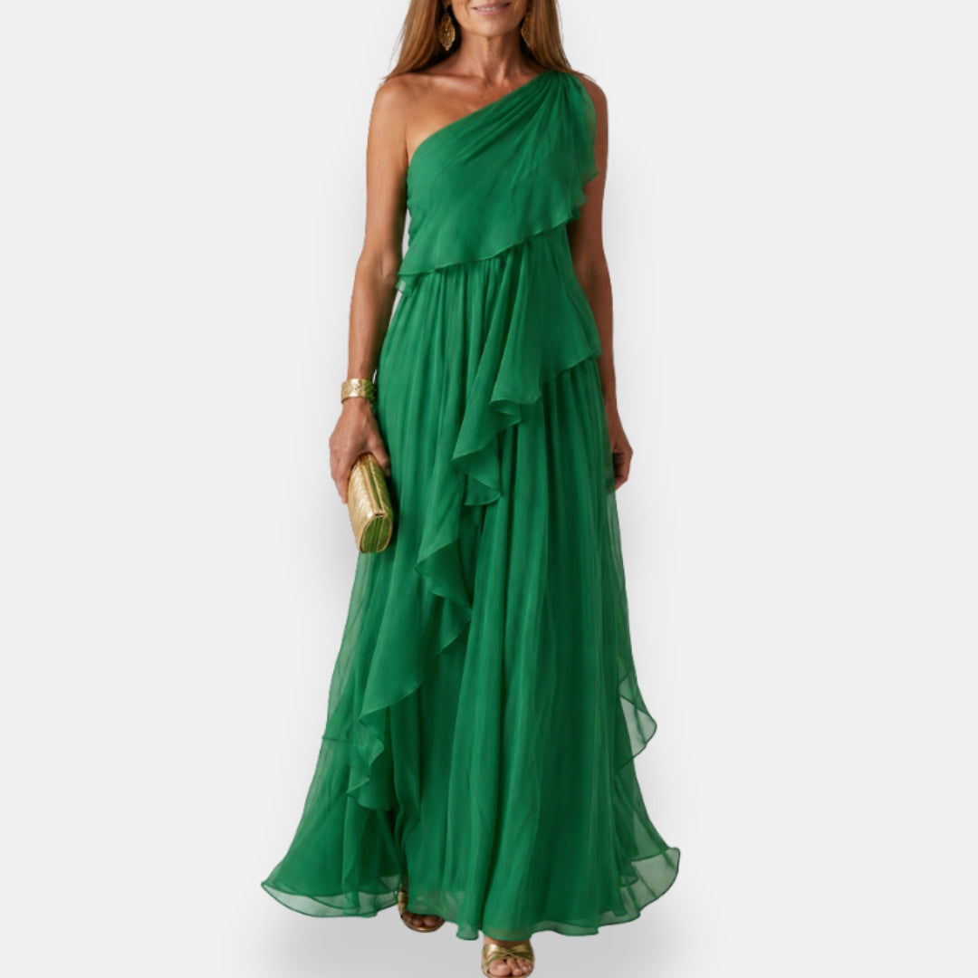 Heloisia - Luxe One-Shoulder Evening Gown - Green