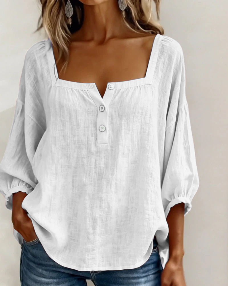 Zoya - Breezy Linen Blouse - White