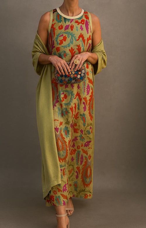 Arlisse - Premium Two-Piece Dress & Gilet Set - Yellow