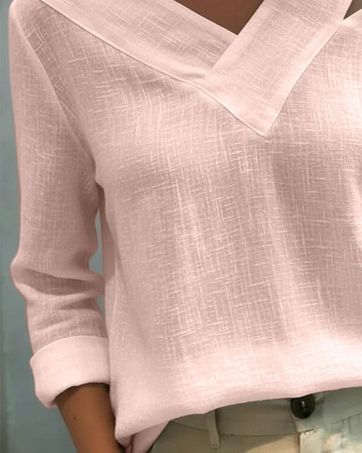 Calira - Soft-Touch V-Neck Off-Shoulder Top - White