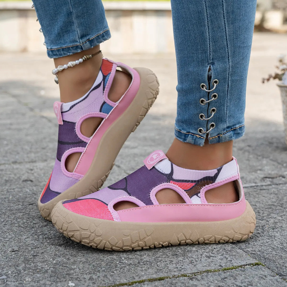Maelina - Cushioned Comfort Walking Sneakers - Pink