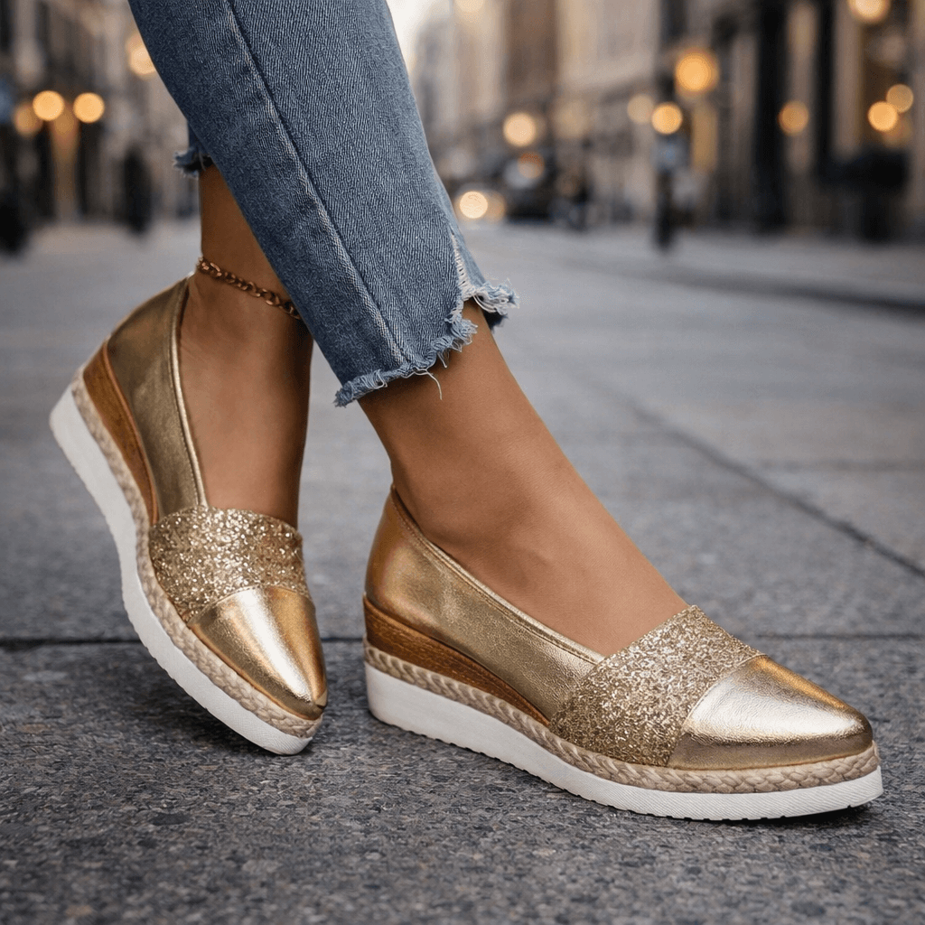Kirsty - Sparkling Wedge Sneakers - Gold