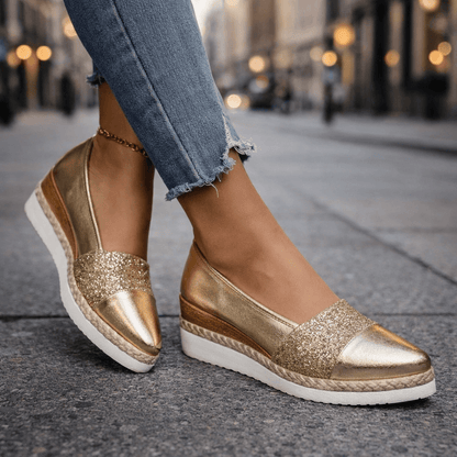 Kirsty - Sparkling Wedge Sneakers - Gold