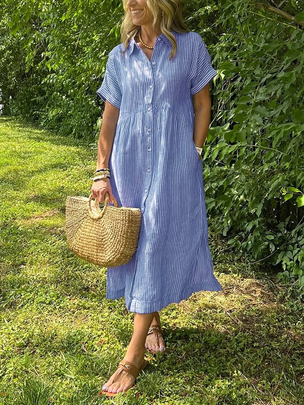 Lumae - Soft-Touch Maxi Shirt Dress - Blue