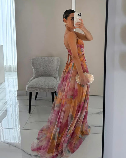 Nalina - Flowy Floral Maxi Dress - Orange