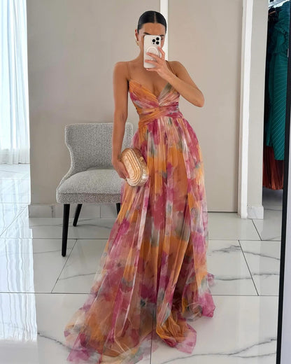 Nalina - Flowy Floral Maxi Dress - Orange