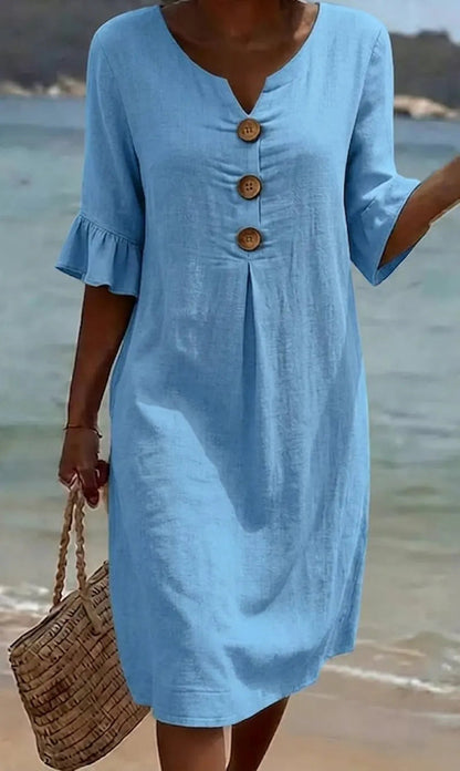 Jonquil - Button Front Casual Dress - White