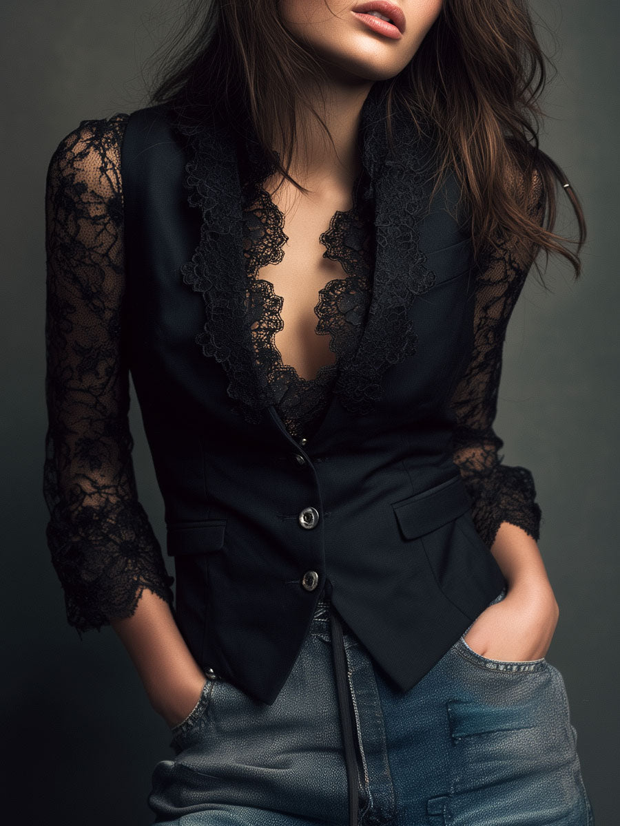 Yara - Soft-Touch Blouse - Black
