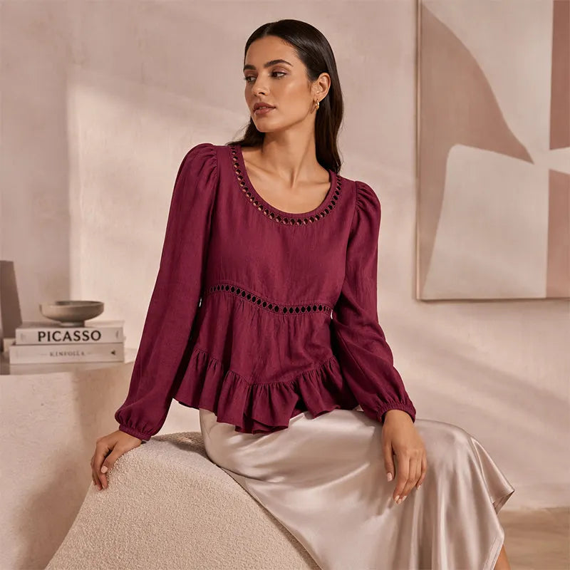 Genevelle - Soft-Touch Ruffled Blouse - Pink