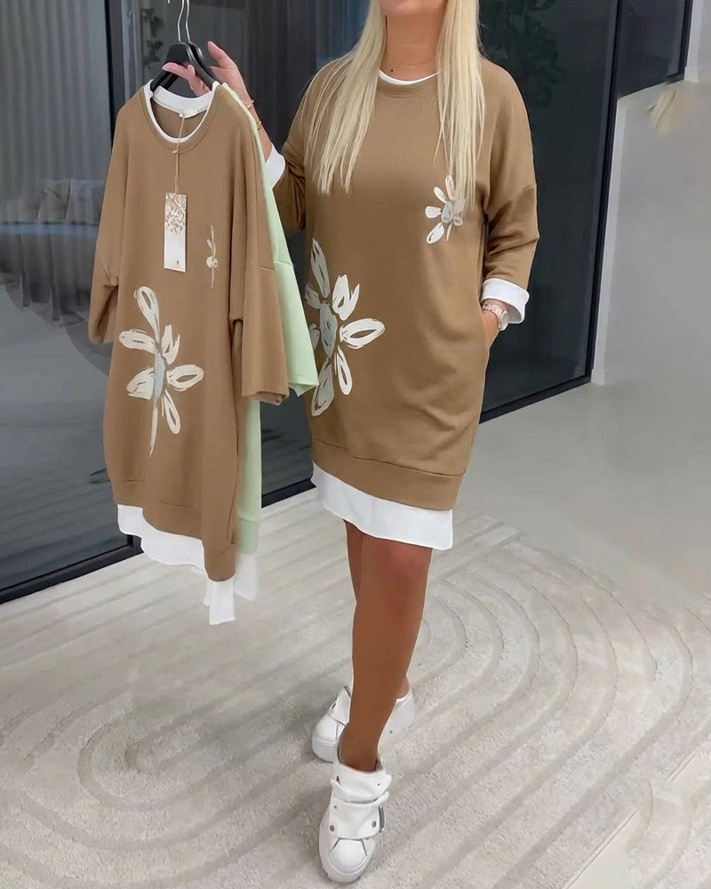 Helia - Soft-Touch Sweatshirt Dress - Green