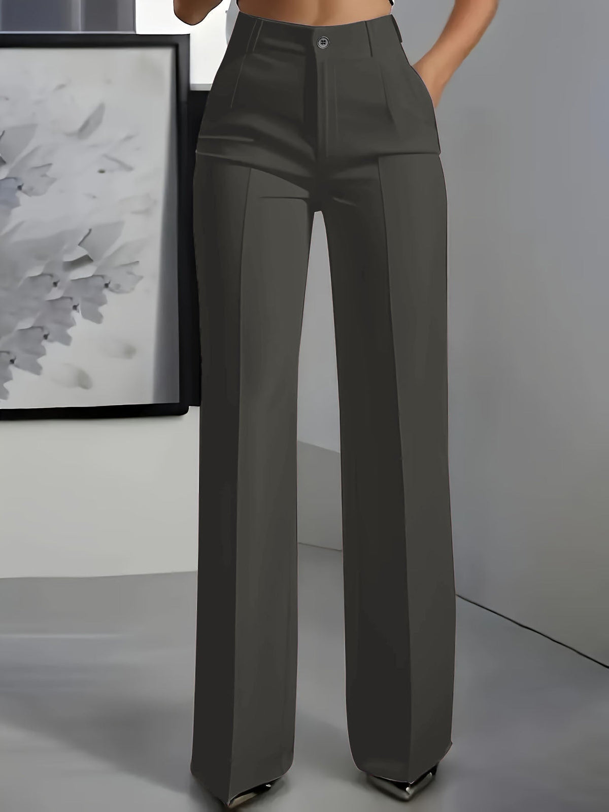 Orelisse - High Waisted Wide Leg Trousers - Dark blue