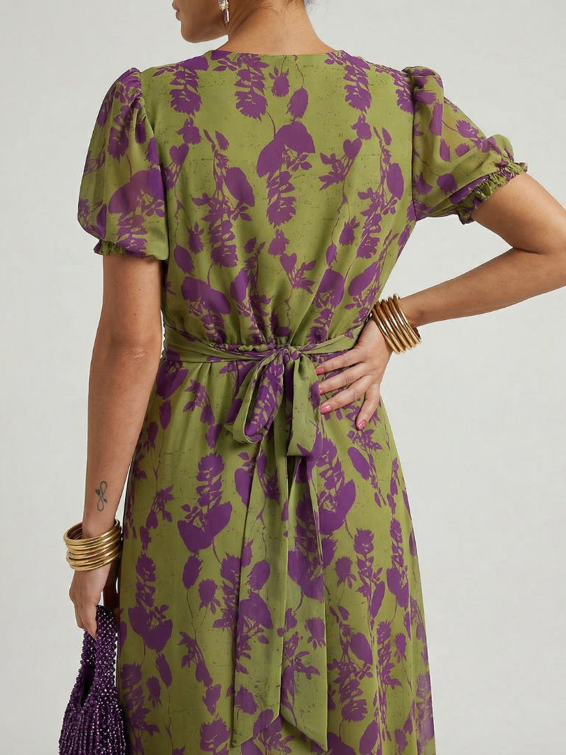 Odetta - Soft-Touch Floral Wrap Midi Dress - Green