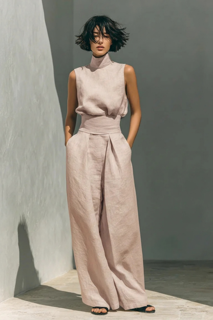 Nerina- Sleeveless Wide-Leg Jumpsuit - Blue