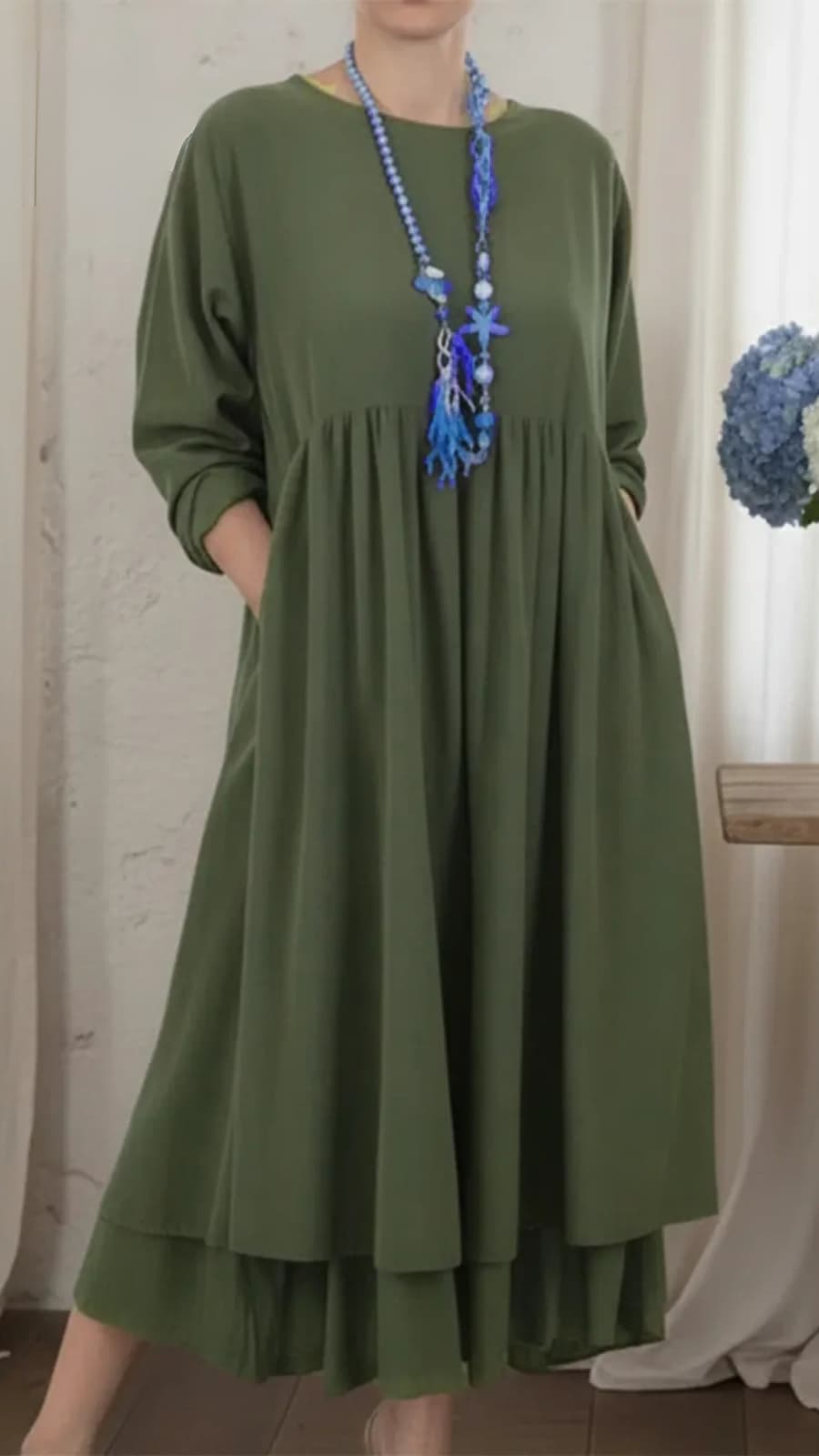 Loralya - Stylish Casual Maxi Dress - Green