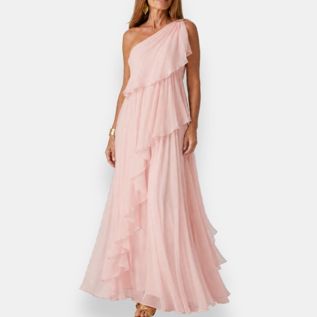 Heloisia - Luxe One-Shoulder Evening Gown - Pink