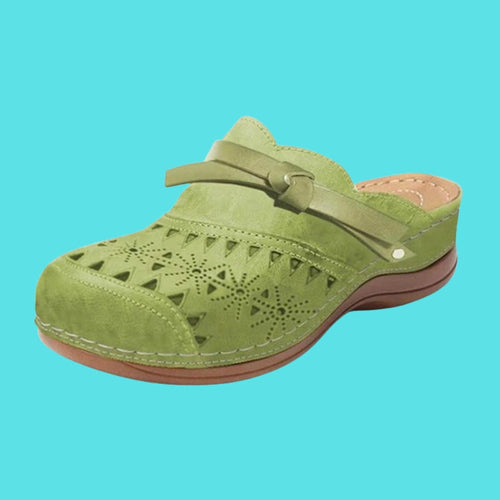 Aerina - Cushioned Flat Mules - Green