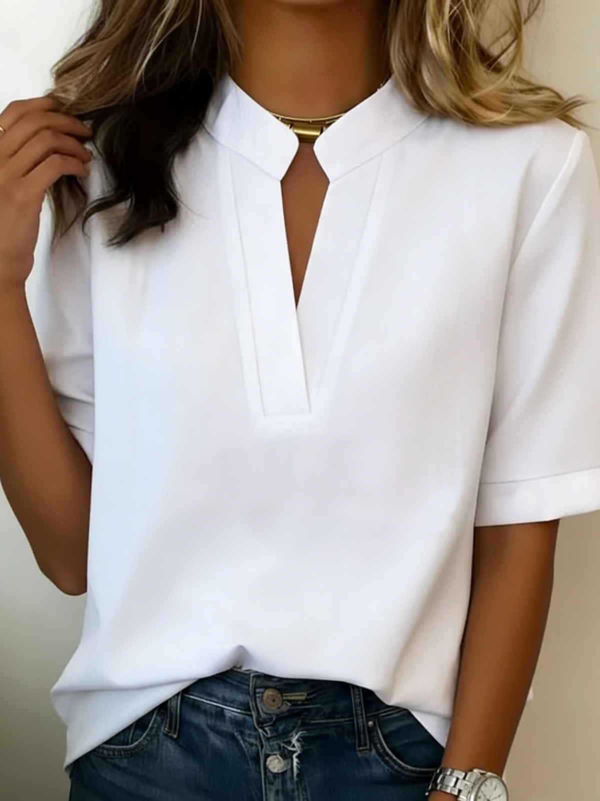 Xenia - Soft-Touch Blouse - Blue